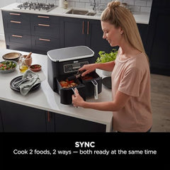 Ninja Foodi Dual Zone Air Fryer AF300IN| 7.6L Dual Drawer Air Fryer| Max Crisp 240°C| 6 Cooking Functions – Air Fry, Roast, Bake, Reheat & Dehydrate| Variable Airflow 1200–2600 RPM|PTFE/PFOA/PFASFree