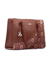 ZOUK Office Essential Bag | Jute | Vegan Leather Handcrafted Tote Bag With Double Handle Shoulder Strap | Bristel