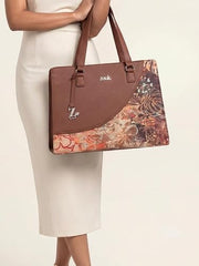 ZOUK Office Essential Bag | Jute | Vegan Leather Handcrafted Tote Bag With Double Handle Shoulder Strap | Bristel