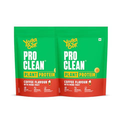 Yogabar Pro Clean Plant Protein | Coffee Flavour with Monk Fruit | 25g Protein per Serving | Clean & Natural Blend | 500g Pack of 2