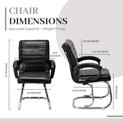 KITHANIA Executive Office Home Study Chair Library Chair with Cushioned Arm Rest & Seat Back, Reception or Conference Room Seating, 100 Kgs Limit (2, Pink, Double Pipe Chrome Frame)