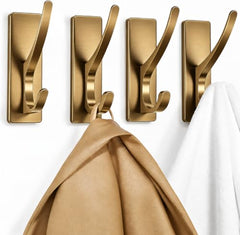iSTAR Self Adhesive Wall Hook Heavy Duty Metal Stick-On Door Hanger Hook for Hanging Towel, Purse, Robe, Backpack, Jacket, Clothes, Bags - Wall Hooks Set for Bathroom & Kitchen (Pack of 4) (Rose Gold)
