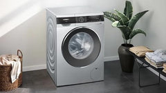 Siemens 9kg 5 Star Stain Treatment & Smart Finish Steam Fully Automatic Front Load Washing Machine with Built in Heater (WG44A2ZSIN, Pretreatment Function & Hygiene Program 5 Star Inverter, Silver