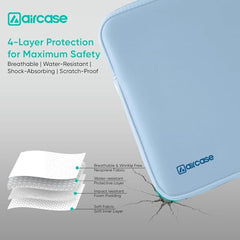 AirCase Protective Laptop Bag Sleeve fits Upto 15.6" Laptop/MacBook, Wrinkle Free, Padded, Waterproof Light Neoprene case Cover Pouch, for Men & Women, Blue- 6 Months Warranty