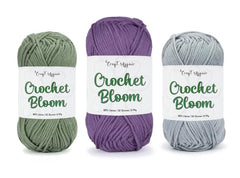 Craft Affair | Crochet Bloom Cotton Yarn 8ply (Each Color 2mm, 77Meter, 50Gram) 100% Pure Cotton | for Knitting Yarn | Craft & DIY Project: Grey, Pink, Off White