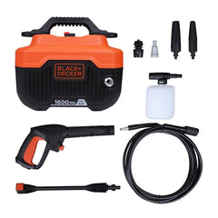 BLACK+DECKER BEPW1600 1300W 1600 PSI 110 Bar Pressure Washer for Car, Bike, Home & Garden Cleaning Use with Multiple Accessories Included, 1 Year Warranty, Orange & Black