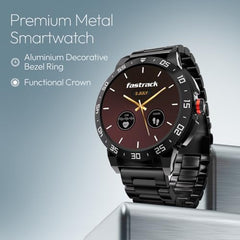 Fastrack MYND 1.93” AMOLED Display Smart Watch for Men & Women with AI Watch Faces,AI Chat,Offline Voice Commands,Curved Metallic Design,Functional Crown,BT Calling, Health Suite,100+ multisport modes