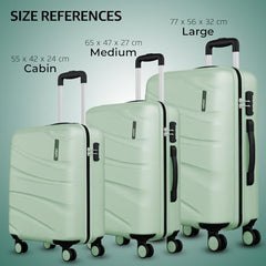 Safari 3Pc Polycarbonate Persia Set-55+65+77 Cms Small, Medium & Large Size (Cabin & Check-in) 8 Wheels Luggage/Speed_Wheel Suitcase/Trolleys (Pearl Blue)