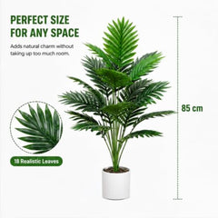 NEEDSFILL Artificial Palm Areca Bunch - 85 cm Faux Palm Tree with 18 Leaves | Realistic Fake Plant for Home Decor, Living Room & Office Corner (Green, 1 Pack)