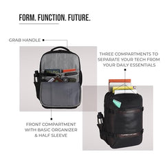 Gear Turbo 21"/45L Large Water Resistant Anti theft Laptop Backpack with Raincover | Backpack | Daypack |Briefcase | Travel Bag For Men/Women (Black - Grey)