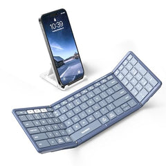 Samsers Foldable Bluetooth Keyboard with Numeric Keypad,Full-Size Wireless Folding Keyboard with PU Leather, Portable Travel Keyboard for iOS Android Windows Mac OS, Support 3 Device(BT5.1 x 3)-Black