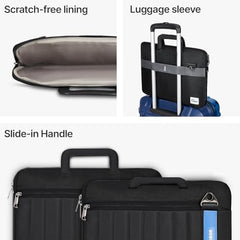 uppercase Stride 16 Inch Laptop Sleeve, Multi-Textured Quilted Design, Padded Compartment, Trolley Sleeve, Slide-In Handle & Detachable Shoulder Strap, Ideal for Men & Women | Office & Travel - Black