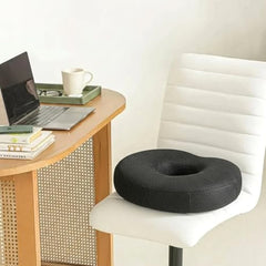 The White Willow Donut Pillow – Medium Firm HR Memory Foam Coccyx Seat Cushion for Tailbone, Hemorrhoid & Piles Pain Relief – Car & Office Chair – Above 60KG – Classic Black
