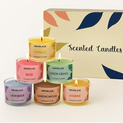Indoblaze Aroma Candles Gift Set | 6 Fragrances Aroma Candle | Scented Candles Set | Perfect for Gifting (Pack of 12)