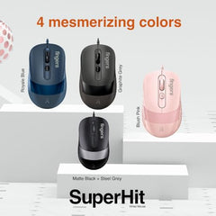FINGERS SuperHit Wired Mouse with Advanced Optical Technology (Lightweight | Trendy Dual-Tone Design | Works Well with Windows, macOS, Linux) (Royal Blue)