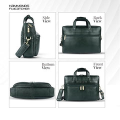 Hammonds Flycatcher Genuine Leather 15.6 Inch Laptop Office Bag for Men | 15.6” Padded Laptop Sleeve| 3 Zip Pockets| Detachable & Adjustable Strap| Pen,Wallet & Mobile Pocket |Durable|1 Year Warranty