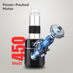 Prestige Nutri-Jet Mixer Grinder with 2 Jars| 450 Watts| Sipper Lid & Additional Cover Lid| ISI Certified| One-Touch Operation, Black