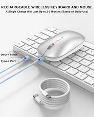 ULSOU Bluetooth Keyboard and Mouse Combo for Mac White Rechargeable, Mini Size, Comfortable Natural Typing, 4 Level DPI, Compatible with iPad, iPhone, MacBook Air/Pro