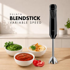 Sujata Blendstick Hand Blender | 600W Heavy Duty Motor | Variable Speed Control | Stainless Steel Shaft | 18000 RPM | Professional Immersion Blender | Easy Clean | Black