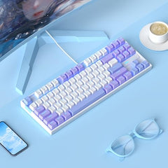 MageGee 75% Mechanical Gaming Keyboard with Brown Switch, LED White Backlit Keyboard, 87 Keys Compact TKL Wired Computer Keyboard for Windows Laptop PC Gamer - Retro Grey/White