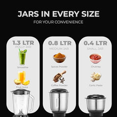 Kinsco 550W Blender Mixer with 3 Jars, Black
