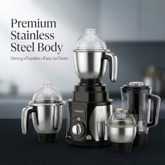 Indicon Rover 1350W Copper Motor Mixer Grinder with 4 Jars (3 Stainless Steel + 1 Juicer Jar), 3-Speed Control, Heavy Duty Grinding & Blending for Kitchen, Unbreakable ABS Body, Red