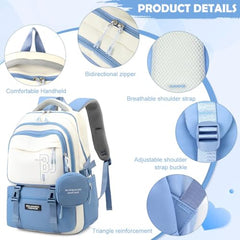 TS WITH TECHSUN College Laptop Backpack for Women & Teens with Zipper Pouch | School Bag for Girls 13-14 Years | 18 Inch Book Backpack | Travel School Bag, Tuition, Coaching (CAPYBARA - BROWN)