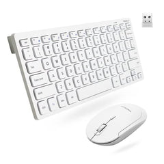 Macally Small Wireless Keyboard and Mouse Combo - An Essential Workspace Duo - 2.4G Wireless Keyboard Mouse for PC - 78 Key Mini Keyboard and Mouse with Slim Body, Quiet Click Buttons, and 3 DPI Modes