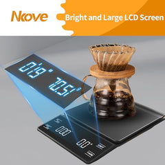 NKOVE JUNJULA Coffee Scale with Timer, 0.1g High Precision Espresso Scale 3kg,