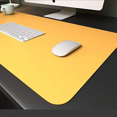 Dyazo Vegan PU Leather Mouse Pad for Remote Work/Office/Gaming, Large Desk Mat, Dual-Sided Anti-Slip, Water-Resistant Design (800 x 300mm, Navy Blue & Yellow)