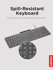 Lenovo 305 USB-C Wired Keyboard & Mouse Combo, Black, Spill-Resistant, Narrow Border, Adjustable Tilt, Full-Size Keyboard & Mouse, Compatible with Laptop, PC, Tablet, USB-C Connectivity Gaming Office