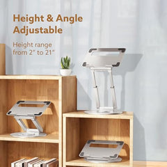 AGARO Foldable Laptop Stand Holder, 360° Rotating, Premium Metal Alloy, Ergonomic, Height Adjustable with Anti-Slip Silicone Pads, Heat Vent, Made for MacBook, HP, Dell, Lenovo, Laptops Up to 17"