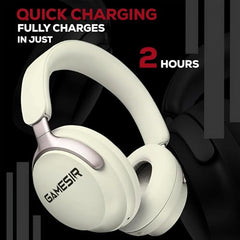 GameSir Newly Launches Echo Plus: Premium Over-Ear Wireless Bluetooth Headphones Deep Bass, Passive Noise Cancellation, Built-in Mic,5 Hours of Music & Talk Time, for Adults Men & Women (White)