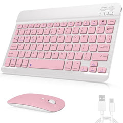 GOGARA Bluetooth Keyboard and Mouse Combo, Qwert Layout, Light Blue Universal Ultra-Slim, Wireless, Android Windows iPad iPhone Samsung Tablet, Portable Compact