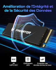 Acer Predator GM7000 1TB NVMe Gaming SSD - M.2 2280 PCIe Gen4 (16 Gb/s) x 4, 3D TLC NAND PC Internal Solid State Hard Drive with DDR4 DRAM Cache Up to 7400 MB/s - BL.9BWWR.105
