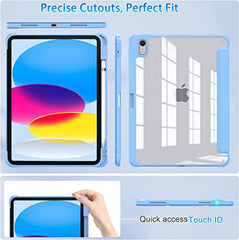 ProElite Case Cover for Apple iPad (A16) 11th/10th Generation (2025/2022), Transparent case Cover with Pencil Holder for iPad 11th/10th Gen 2025/2022, Grey
