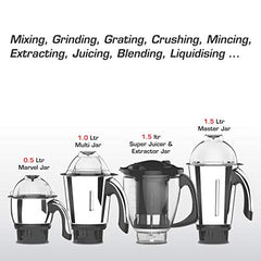 Vidiem Vstar Adc Blu Mixer Grinder 717 A|750 Watts|5 Jar In-1 Juicer|5 Leakproof Jars With Self-Lock, Wet And Dry, Chutneys & Curries|ABS Body|5 Year Warranty On Motor & 2 Year Product Warranty, Blue