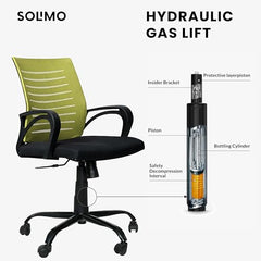 Amazon Brand - Solimo Worklo Mid Back Office Chair for Work from Home | Study | Revolving | Computer (Heavy Duty Powder Coated Metal Base, Stylish Black Mesh)