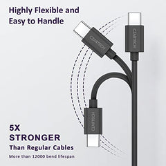 Czartech [1.2 Mt USB-C 20W Fast Charging cable Compatible with i-Phone,14,13, 12,11, X, 8, 7, 6, 5, i-Pad iPad Air and More [Nylon Braided,Black - Pack of 2]