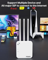 FEDUS 4G Router Mobile Sim Based with 5dbi Triple Antenna 150 Mbps Speed Plug and Play Unlocked Wi-Fi Router with SIM Card Slot No Configuration Required Support All 4G Sim Card, NVR, DVR, WiFi Camera