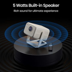 Portronics Beem 450 Smart LED Projector with 1080p Full HD Resolution, Built-in Streaming Apps (Netflix, Prime Video, Hotstar), 4000 Lumens, Screen Mirroring, 3 Watt Speaker, Bluetooth, Wi-Fi (White)