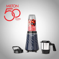 Milton Appliances Miniq Mini Mixer Grinder, ISI Certified, Over Load Protector, HTLV 350W Motor, 300ml SS Chutney Jar,Rust Resistant, Anti Skid Feet,Masala Grinder, Dark Blue