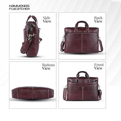 HAMMONDS FLYCATCHER Genuine Leather Office Bag for Men, 15.6 Inch Professional Brown Laptop Bag for Men, Adjustable Strap & Multi Compartments, 1 Year Warranty - Office, Travel, Daily Use