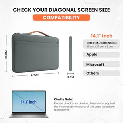 Dyazo 15.6 Inch Laptop Sleeve with Handle & Front Accessory Pocket with Organized Compartments | Soft Interior Padded Protective Case | Compatible for MacBook, HP, Dell, Lenovo, Asus & More (Grey)