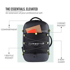 Gear Turbo 21"/45L Large Water Resistant Anti theft Laptop Backpack with Raincover | Backpack | Daypack |Briefcase | Travel Bag For Men/Women (Black - Grey)