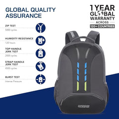 American Tourister Martt+ 01 | 28L Backpack | 17" Laptop Bag | 3.5 Compartments | Office & College Backpack for Men and Women | Rain Cover Included | Grey | 1 Year Global Warranty