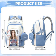 TS WITH TECHSUN College Laptop Backpack for Women & Teens with Zipper Pouch | School Bag for Girls 13-14 Years | 18 Inch Book Backpack | Travel School Bag, Tuition, Coaching (CAPYBARA - BROWN)