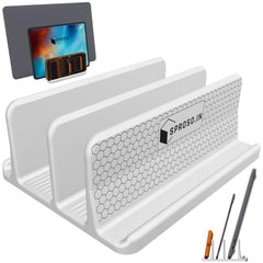 SPROSO QuadNest 4-Slot Vertical Laptop Stand, Black, Pack of 2