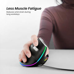 Nulea Wired Vertical Mouse, USB Ergonomic Optical Mouse with 4 Adjustable DPI, 11 RGB Backlight Modes, Compatible for Laptop, PC, Desktop, Mac, Grey