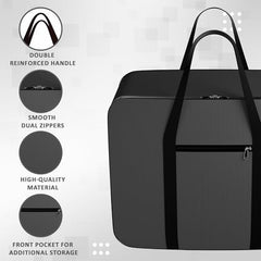Kuber Industries Pack of 3 Storage Bag | Clothes Storage Bag | Rexine Underbed Storage Bag | Wardrobe Organizer for Blanket-Comforters | Foldable Attachi Bag | Black Patti | Large | Grey